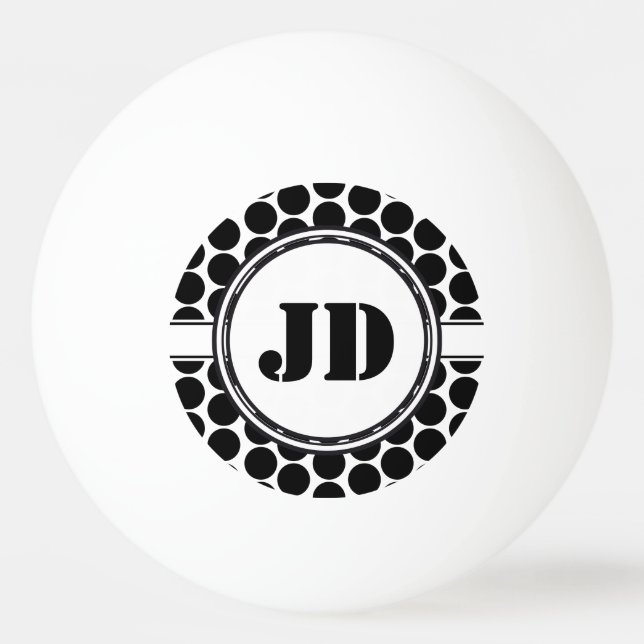 BIG DOTS black + your backgr. & text Ping Pong Ball (Back)
