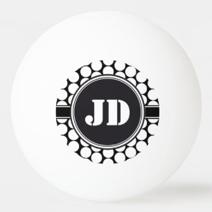 BIG DOTS grid black + your backgr. & text Ping Pong Ball
