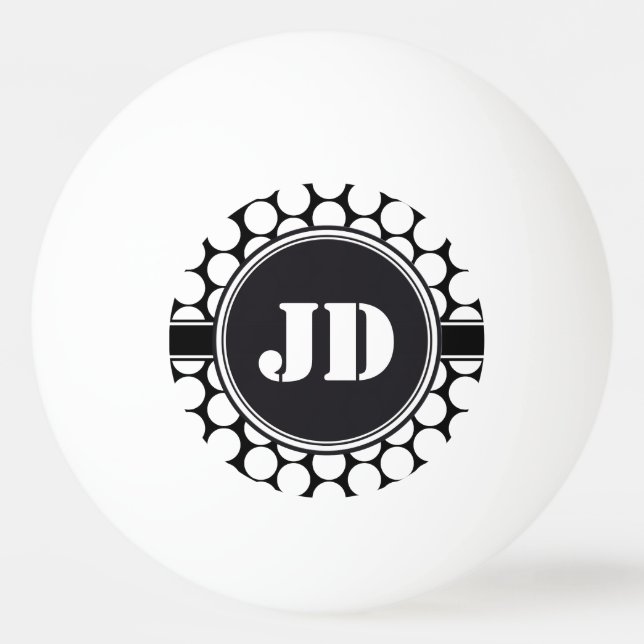 BIG DOTS grid black + your backgr. & text Ping Pong Ball (Back)