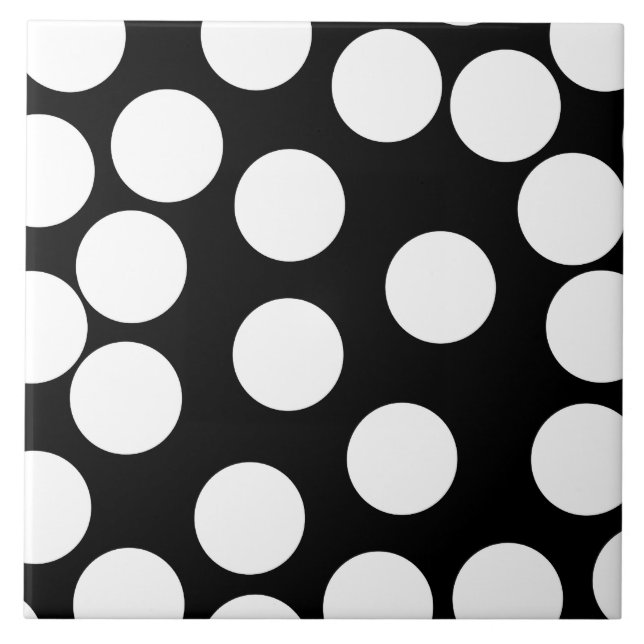 Big Dots in Black and White. Ceramic Tile (Front)