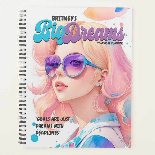 Big Dreams Cute Girly Magazine Style Planner (Front)