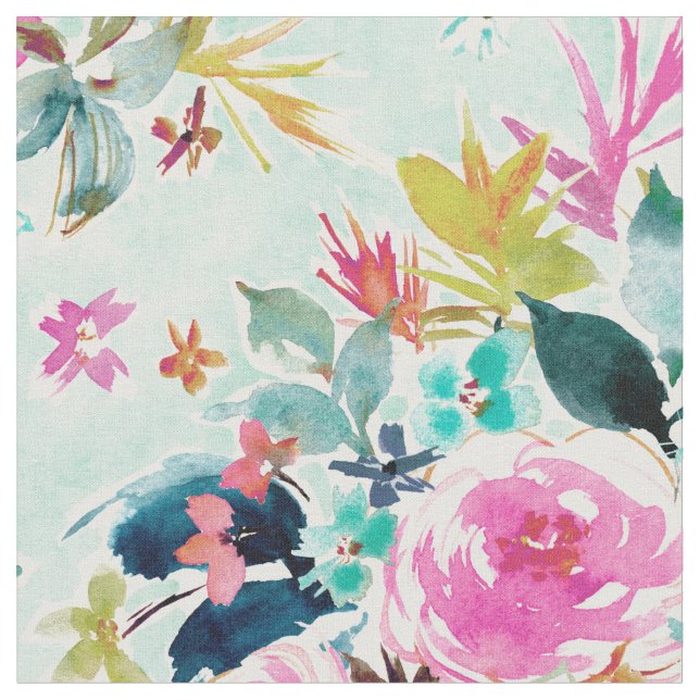 BIG DREAMS Mint Pink Floral Fabric (Close Up)