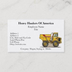 Big Dump Truck Construction Business Cards