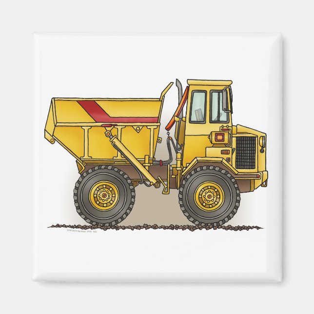 Big Dump Truck Square Magnet (Front)
