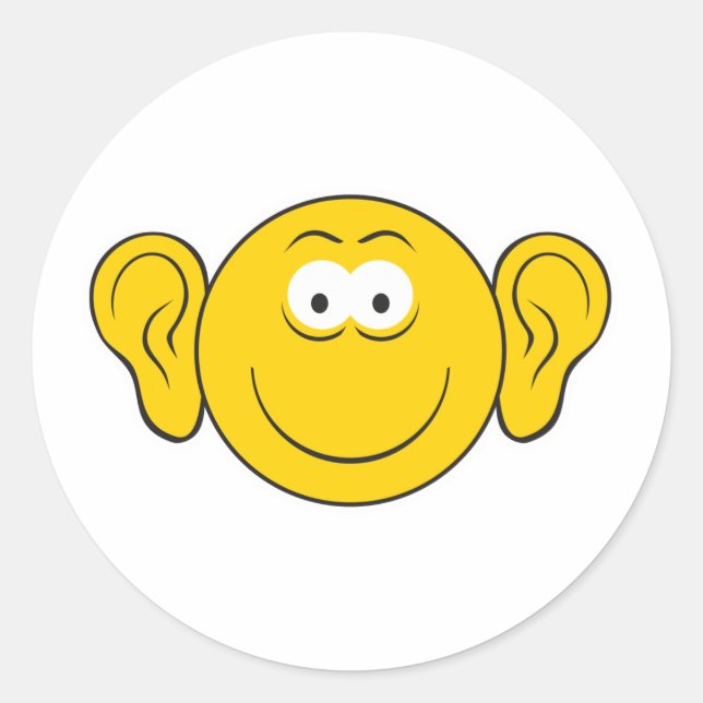 Big Ears Face Classic Round Sticker (Front)