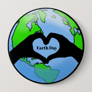 Big Earth Day  Hands Heart Button
