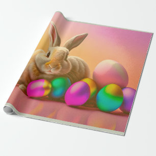 Big Easter Bunny With Colourful Eggs Collection Wrapping Paper