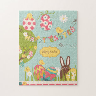 Big Easter set with cute chocolate rabbit Jigsaw Puzzle