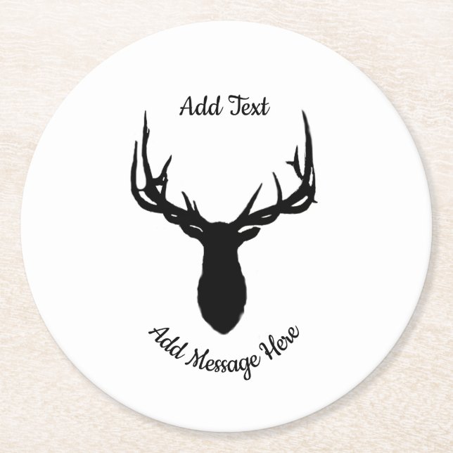 Big Elk, Add Text and Message Round Paper Coaster (Front)