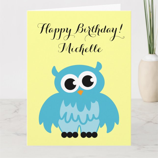 Big extra large Birthday card | cute owl cartoon (Front)
