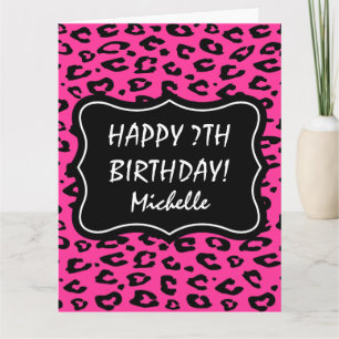 Big extra large pink leopard print Birthday card