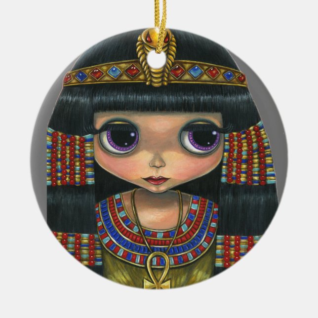 Big Eye Cleopatra Girl Doll Cute Ceramic Ornament (Front)