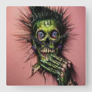 Big Eye Horror Creepy Boo  Square Wall Clock