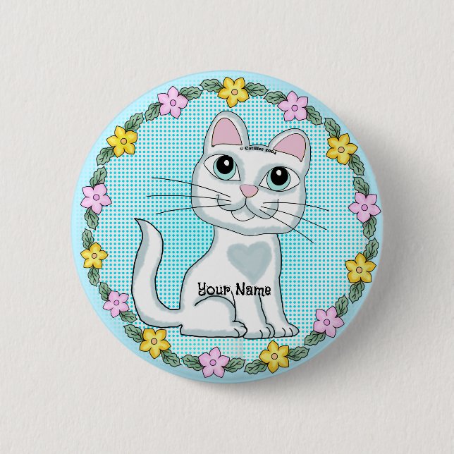 Big Eye Kitten Cat  6 Cm Round Badge (Front)