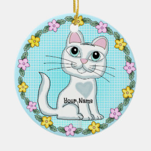 Big Eye Kitten Cat Ceramic Ornament