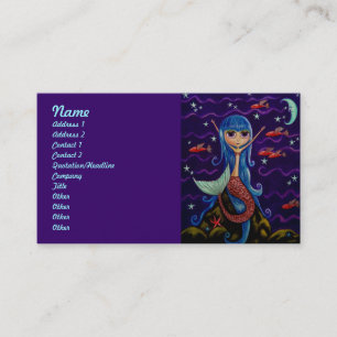 Big Eye Mermaid & Flying Fish Crescent Moon Business Card