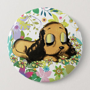 big eye sleeping Puppy Dog Cartoon Animal Art 10 Cm Round Badge