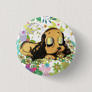 big eye sleeping Puppy Dog Cartoon Animal Art 3 Cm Round Badge