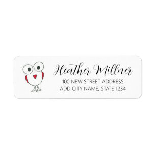Big eyed bird illustration custom text return address label
