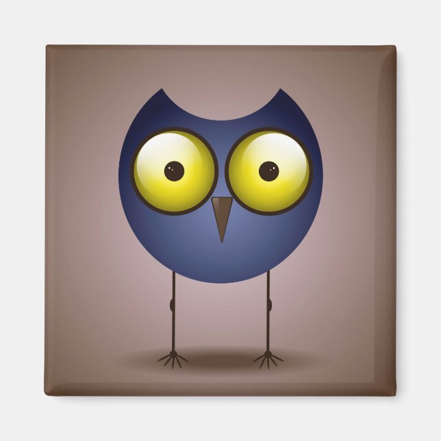 Big Eyed Blue Owl Magnet (Front)