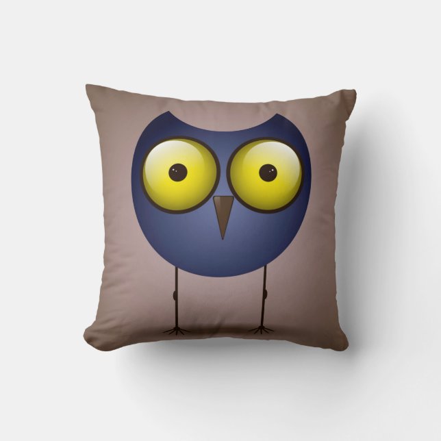 Big Eyed Blue Owl Pillow (Front)