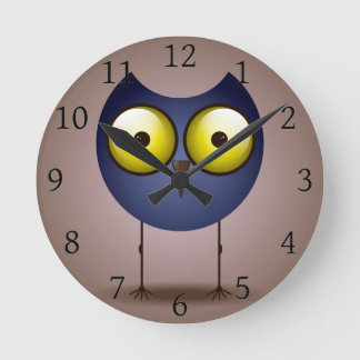 Big Eyed Blue Owl Round Clock