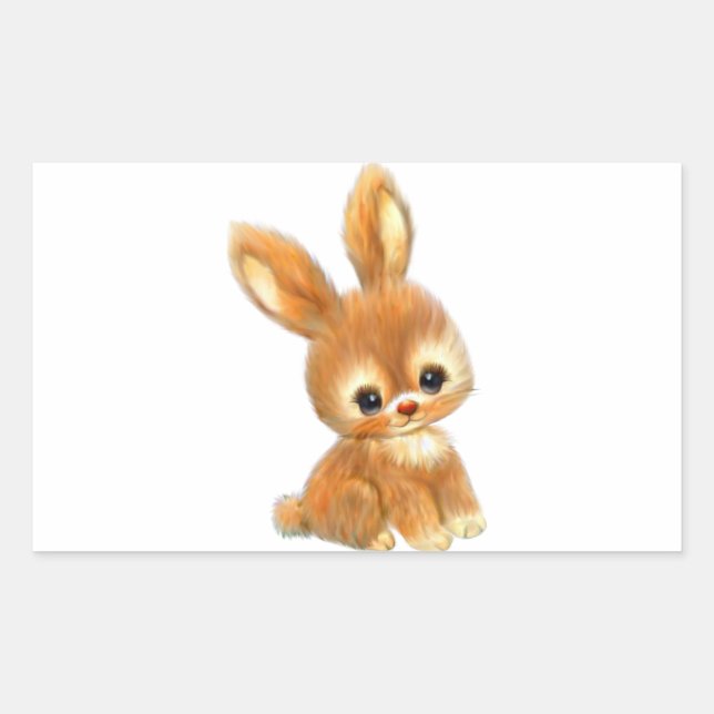 Big Eyed Bunny Rectangular Sticker (Front)