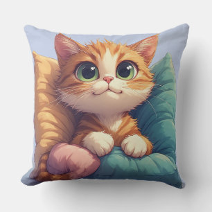 Big Eyed Cat Resting On For Everyday Decor Cushion