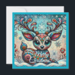Big Eyed Christmas Reindeer Folk Art Personalised Holiday Card<br><div class="desc">Whimsical Big Eyes Christmas Reindeer Folk Art
Please follow me; I create new designs and products daily!
Feel free to contact me with your design needs.</div>