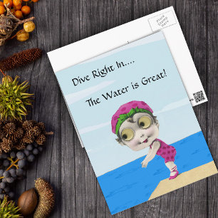 Big Eyed Girl Swimmer PostCard