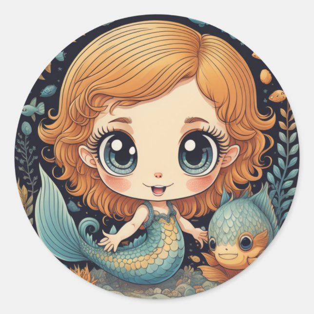 Big Eyed Mermaid Sticker (Front)