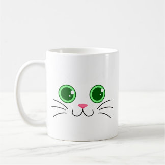 Big Eyed White Cat Mug