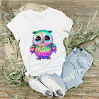 Big Eyed, White Speckled, Multicolor Owl Graphic