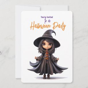 BIG EYED WITCH HALLOWEEN PARTY INVITATION