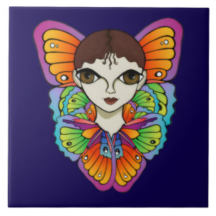Big Eyes & Butterflies design Ceramic Tile