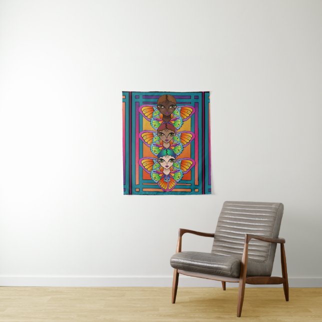 Big Eyes & Butterfly Wings Tapestry (In Situ)