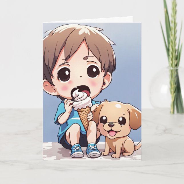 Big Eyes Little Boy Birthday Card (Front)