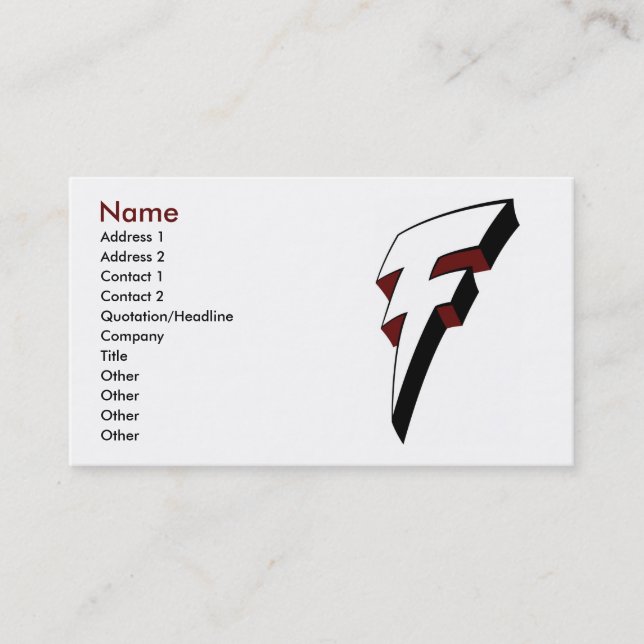 Big F Lightning Bolt Profile Card Template (Front)