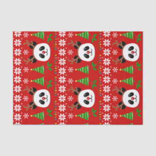 Big Face Panda Cartoon Christmas Antlers Tissue Paper