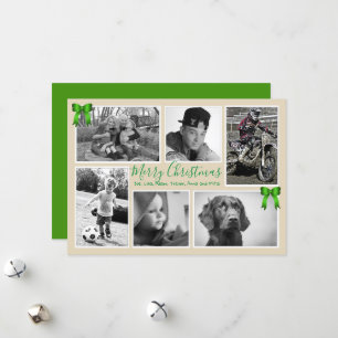 Big Family Christmas Photo Collage Beige Cards