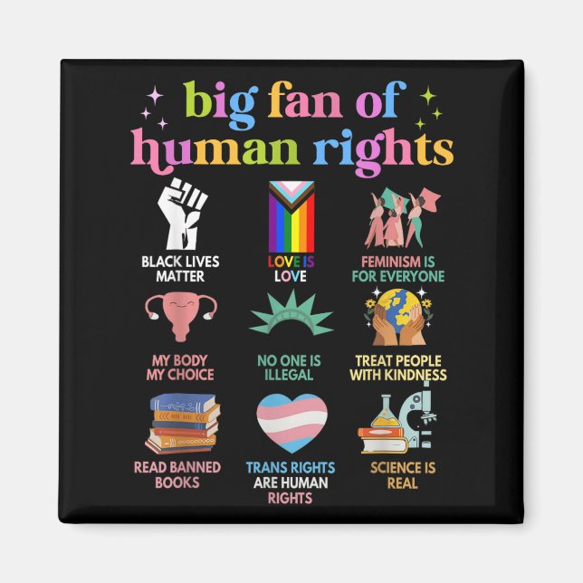 Big Fan of Human Rights Equality Statement Social Magnet (Front)