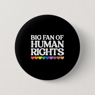 Big fan of human rights - retro rainbow hearts  6 cm round badge