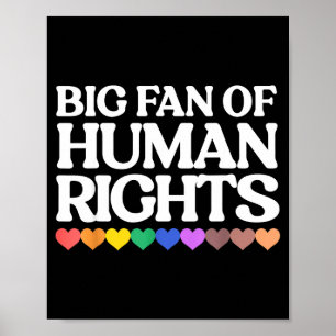 Big fan of human rights - retro rainbow hearts poster