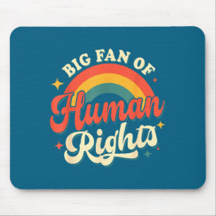 Big fan of human rights - retro rainbow mouse pad