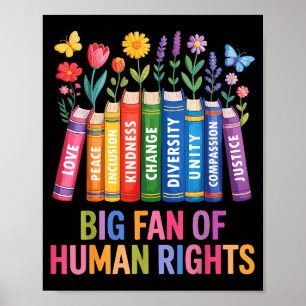 Big fan of human rights vintage floral rainbow poster