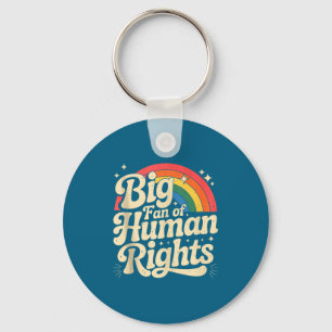 Big fan of human rights vintage retro rainbow key ring