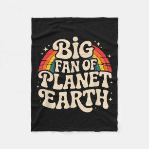 Big fan of planet earth retro 70s rainbow earth da fleece blanket