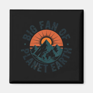 Big fan of planet earth retro 70s rainbow earth da magnet