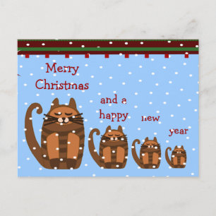 big fat cat rufus xmas snow holiday postcard