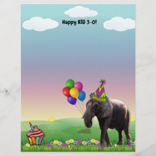 Big Fat Happy Birthday with an Elephant & Cupcake 
